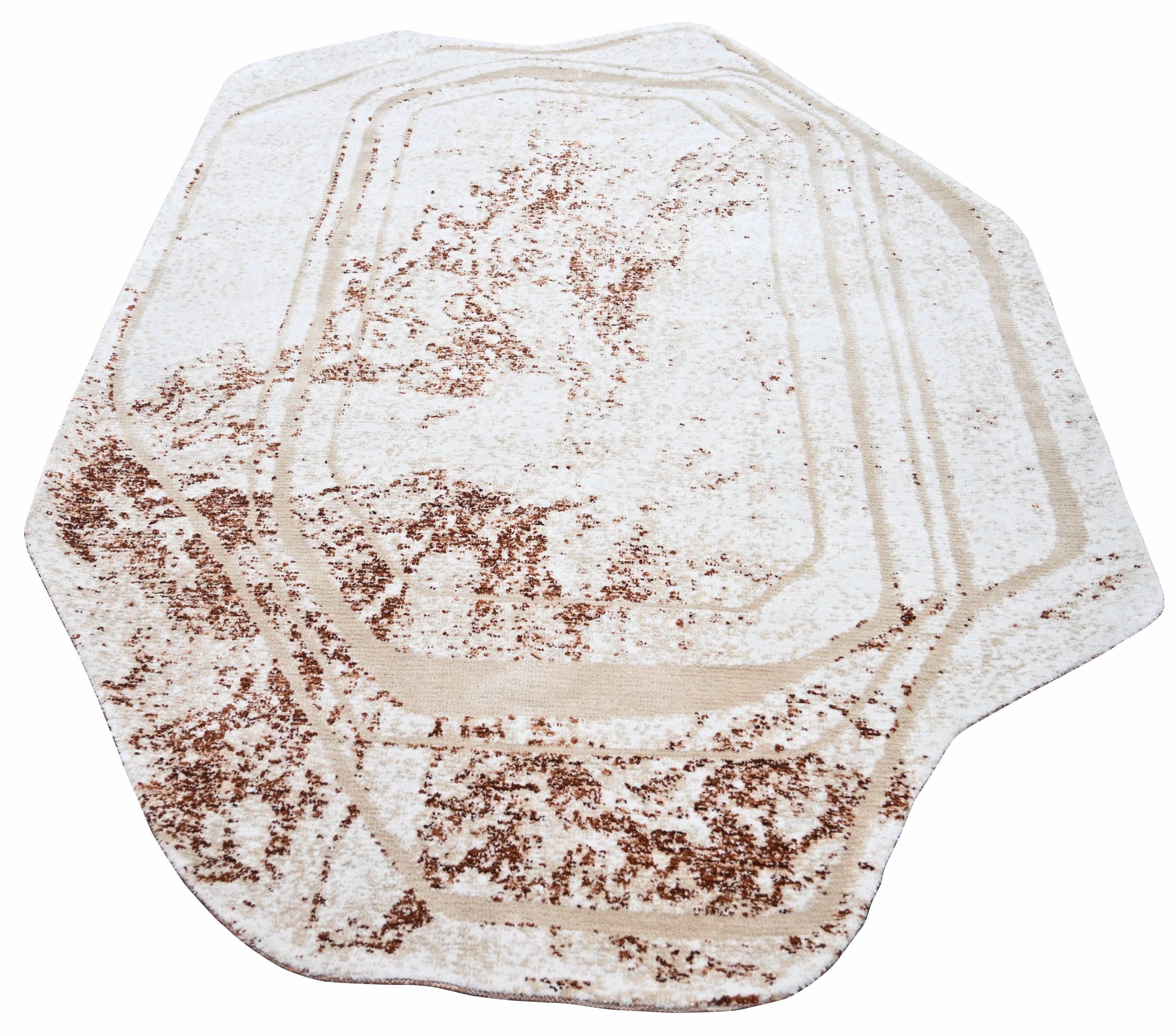 Modern Beige & Brown Abstract Irregular Rug