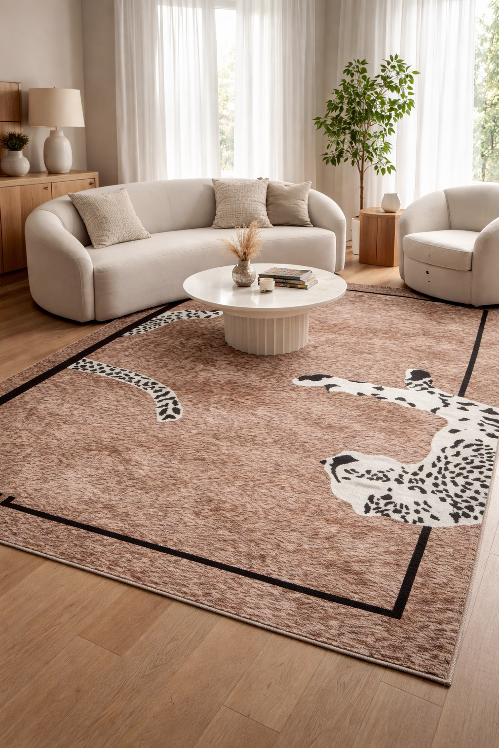 Modern Leopard Abstract Designer Rug in Brown & Black