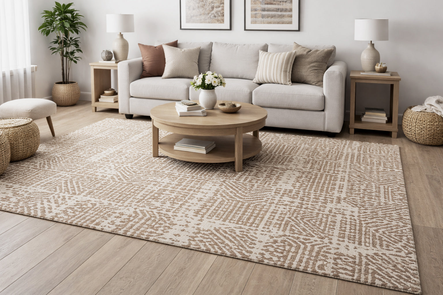 Urban Grid Textured Abstract Rug