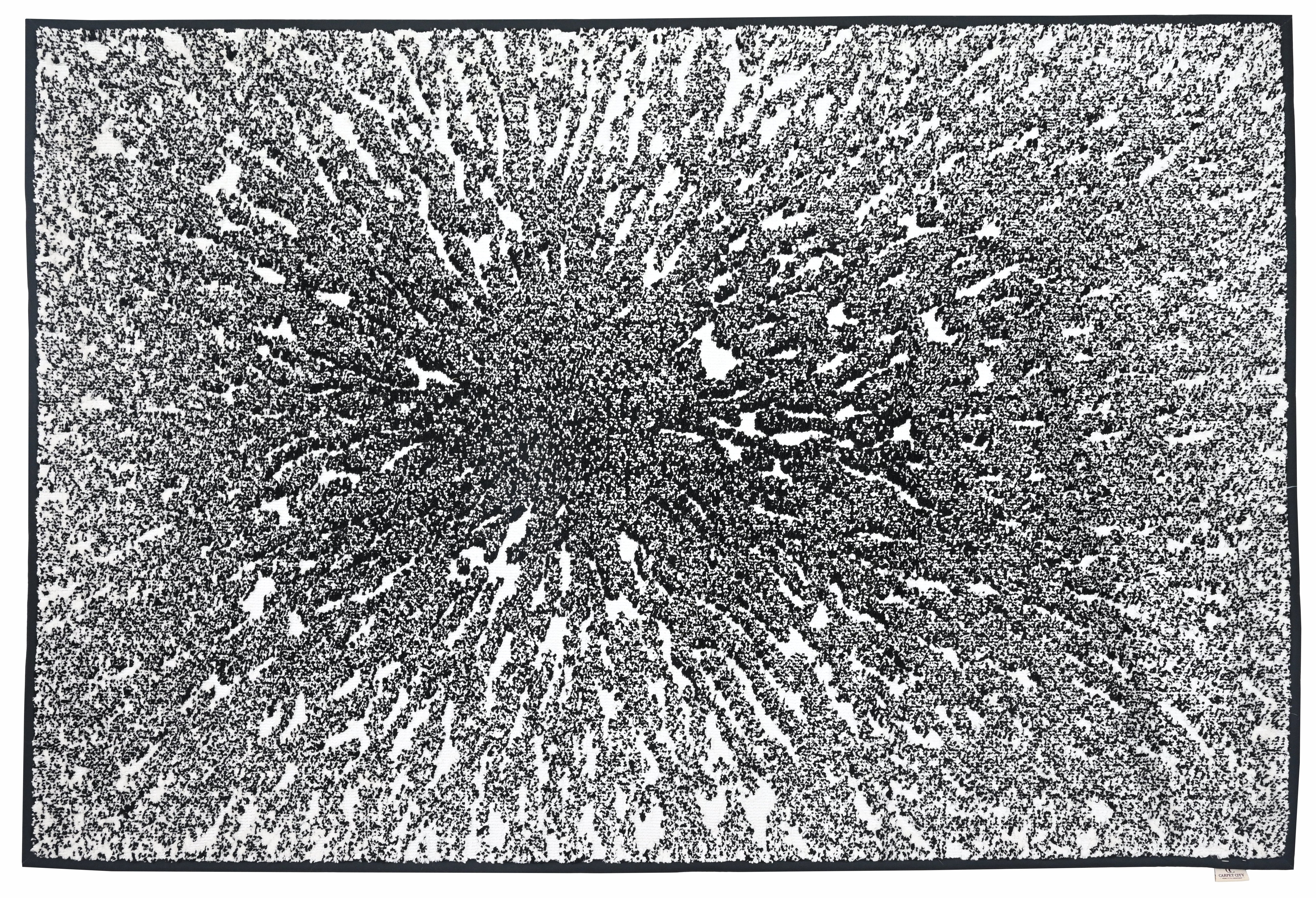 Cosmic Burst Black & White Abstract Designer Rug