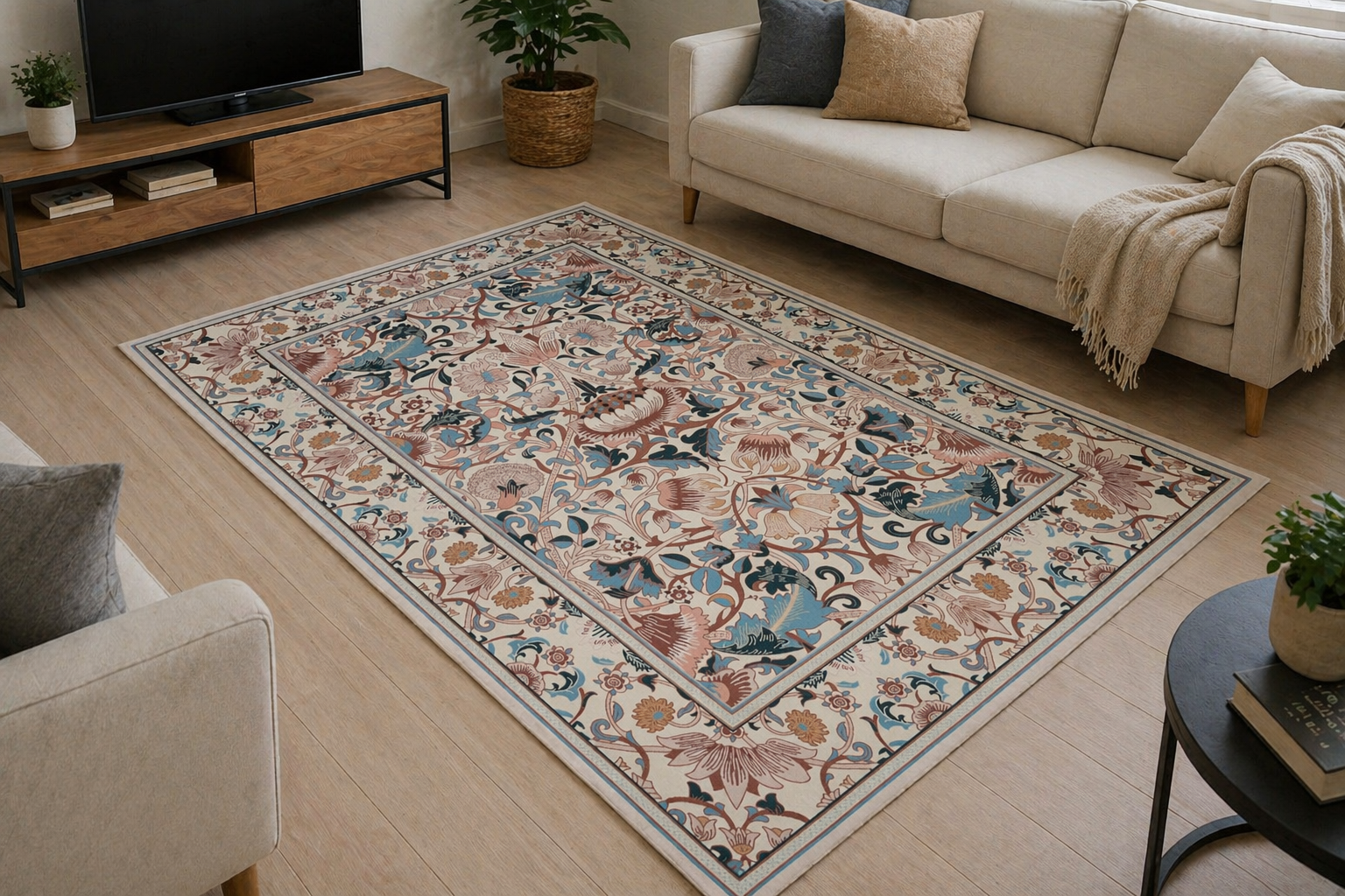 Classic Floral Vine Printed Rug