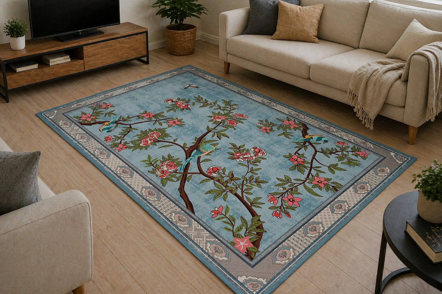 Blossom Bird Printed Rug