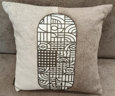 Modern Geometric Panel Cushion Taupe