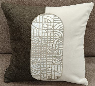 Modern Geometric Panel Cushion Charcoal Grey
