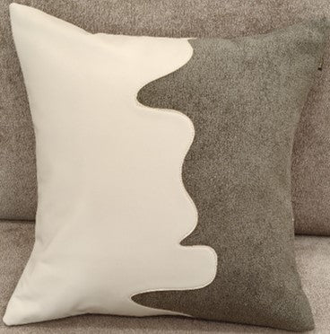 Modern Wave Panel Faux Fur Cushion Taupe