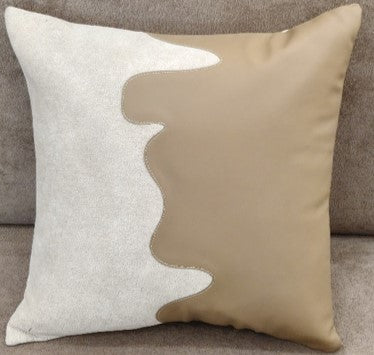 Modern Wave Panel Faux Fur Cushion -Beige