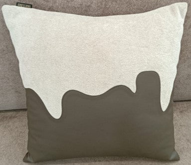 Modern Wave Panel Faux Fur Cushion Brown