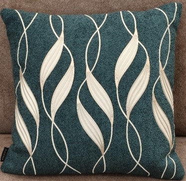 Elegant Leaf Pattern Cushion Blue
