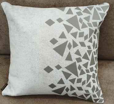 Geometric Fragment Cushion Taupe Grey