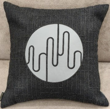 Modern Circle Abstract Cushion Black