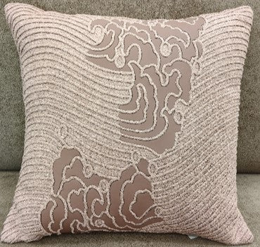 Abstract Wave Pattern Faux Fur Cushion Rosetaupe