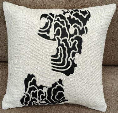 Abstract Wave Pattern Faux Fur Cushion Black