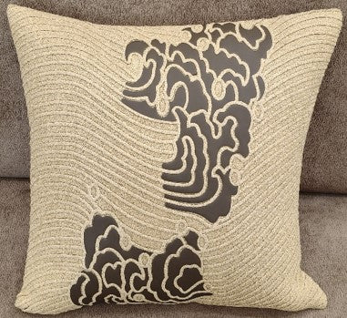 Abstract Wave Pattern Faux Fur Cushion Sand beige
