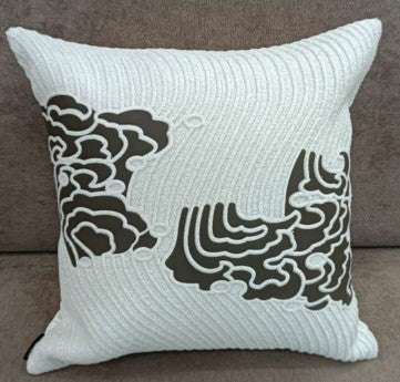 Abstract Wave Pattern Faux Fur Cushion Olive green