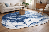 Modern Abstract Blue Ivory Irregular Rug