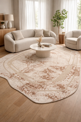 Modern Beige & Brown Abstract Irregular Rug