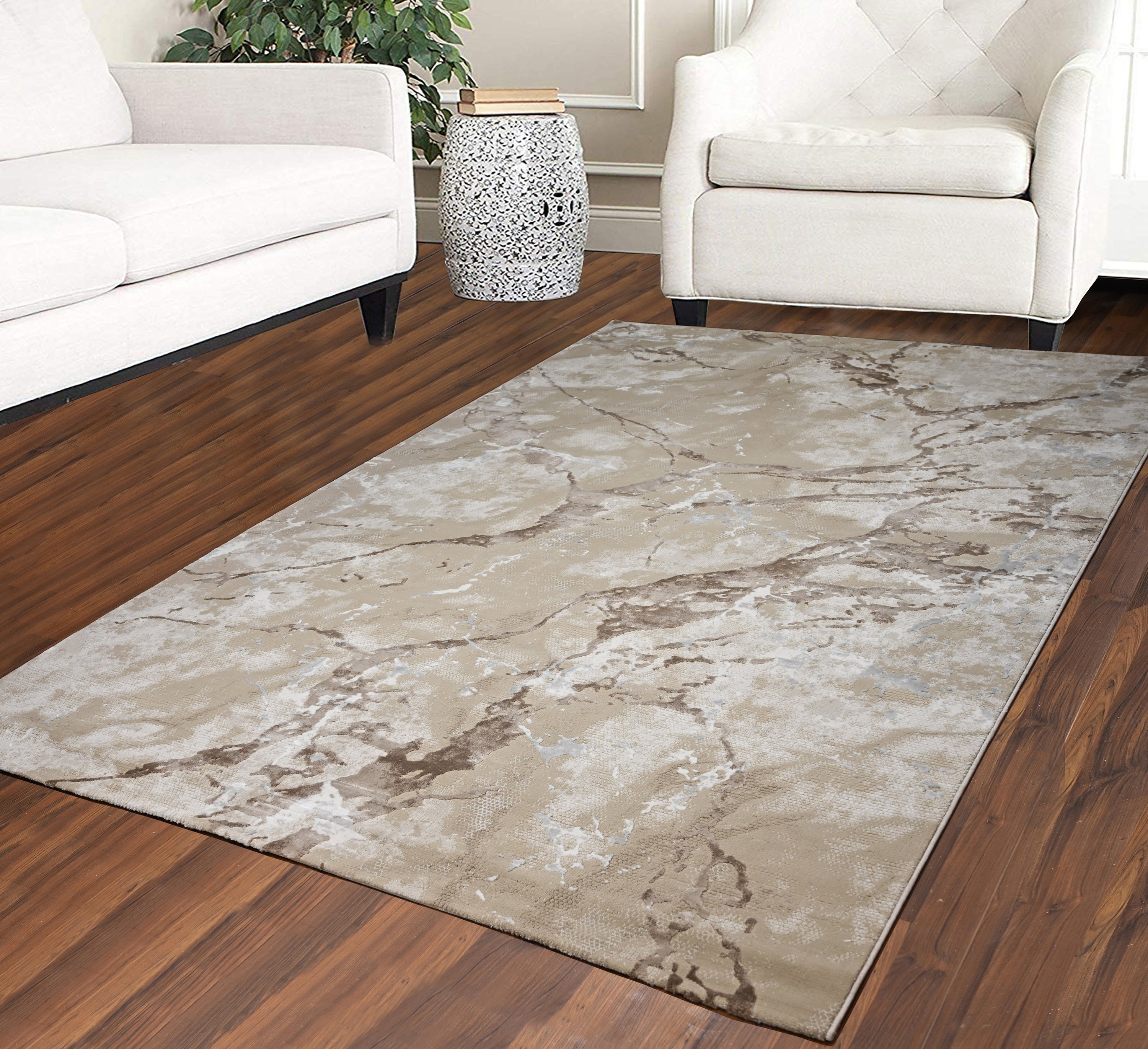 Marble Effect Abstract Rug