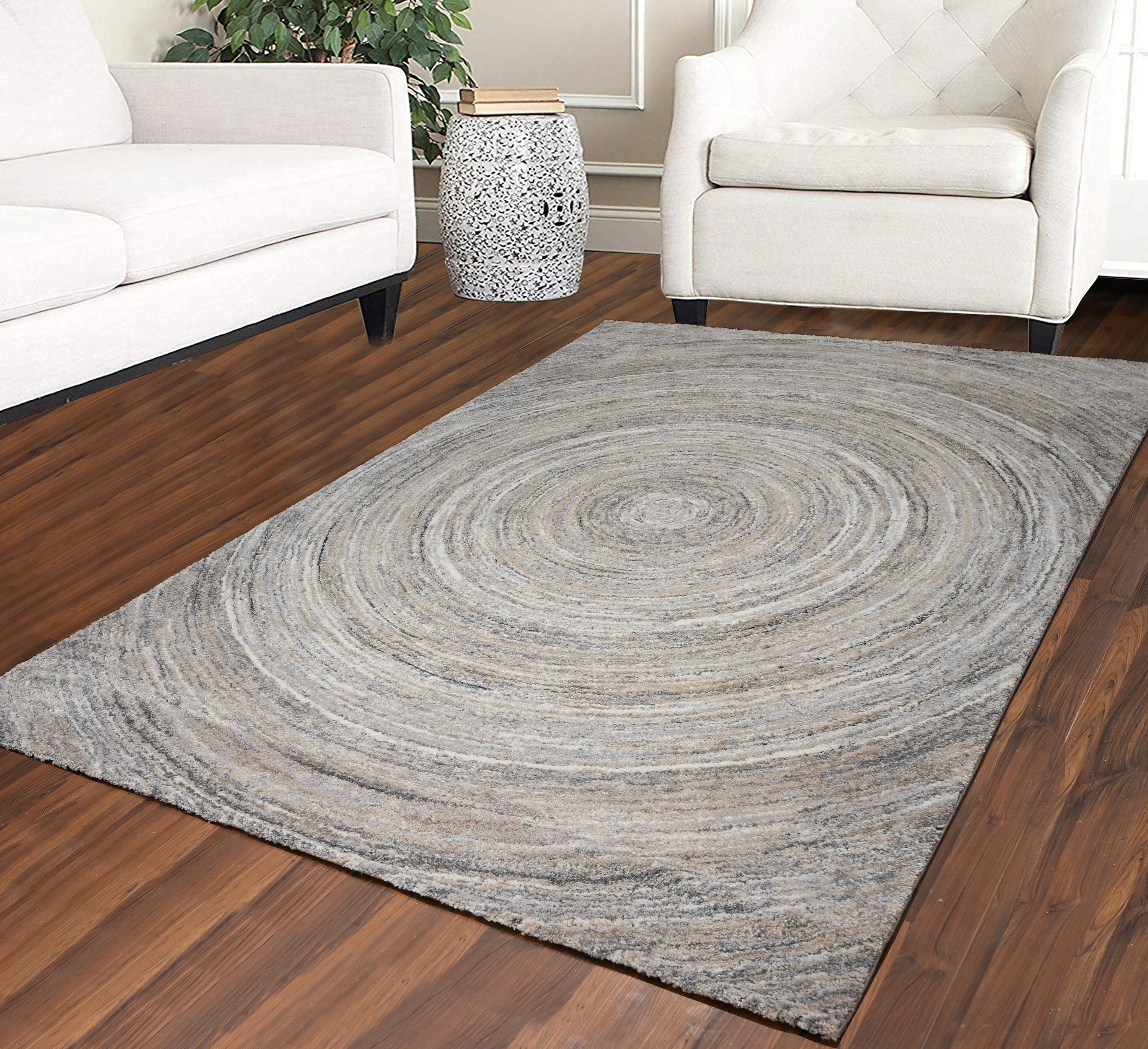 Modern Wave Ring Design Rug