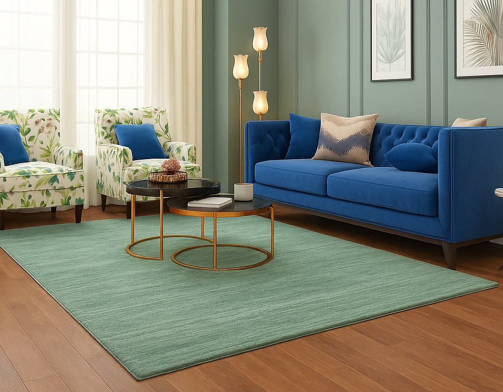 Solid Plain Texture Rug (Green)