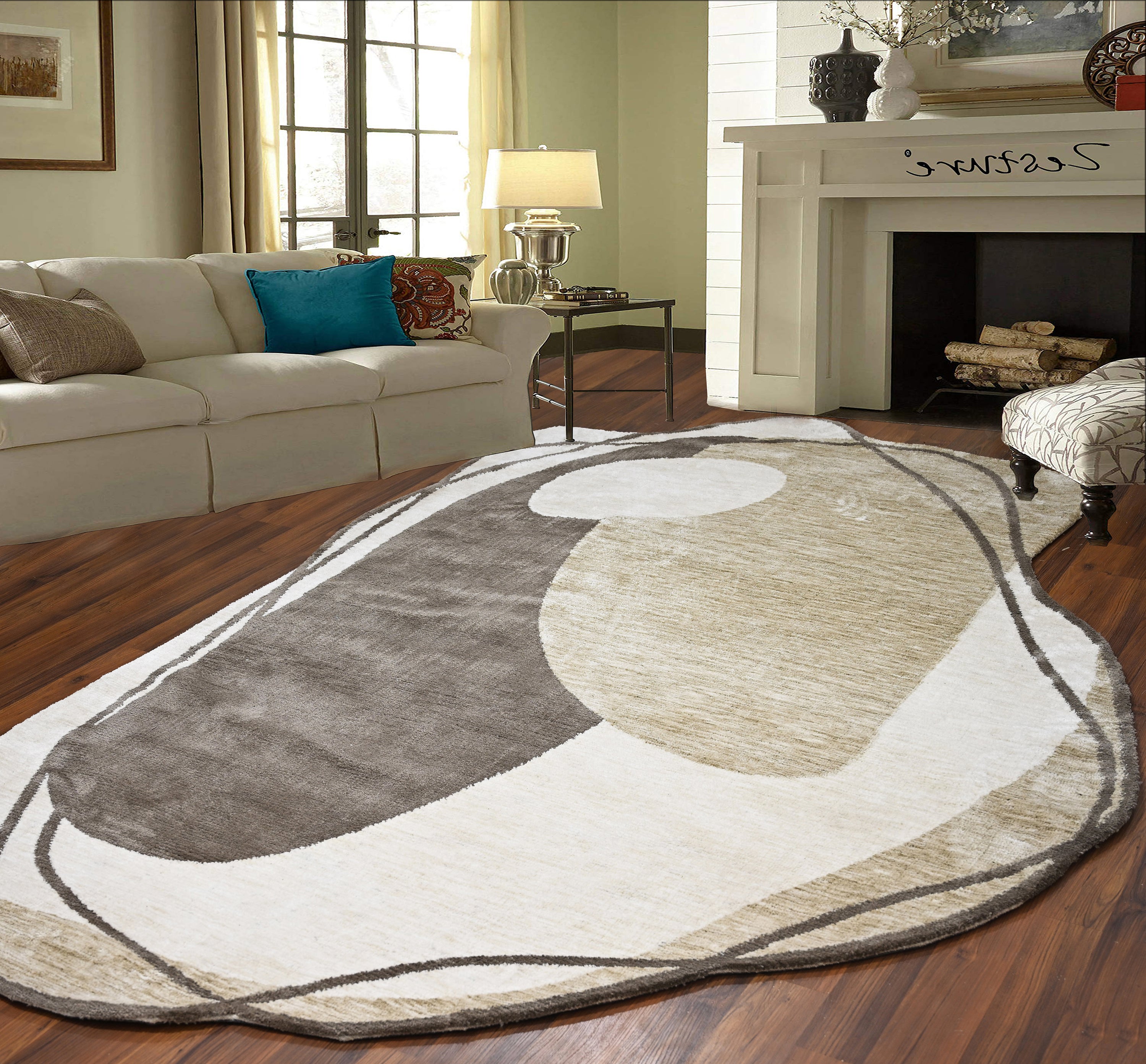 Organic Shape Rug (Warm Beige)