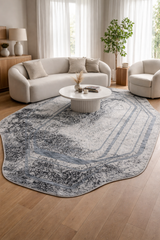 Modern Grey & Black Abstract Irregular Rug