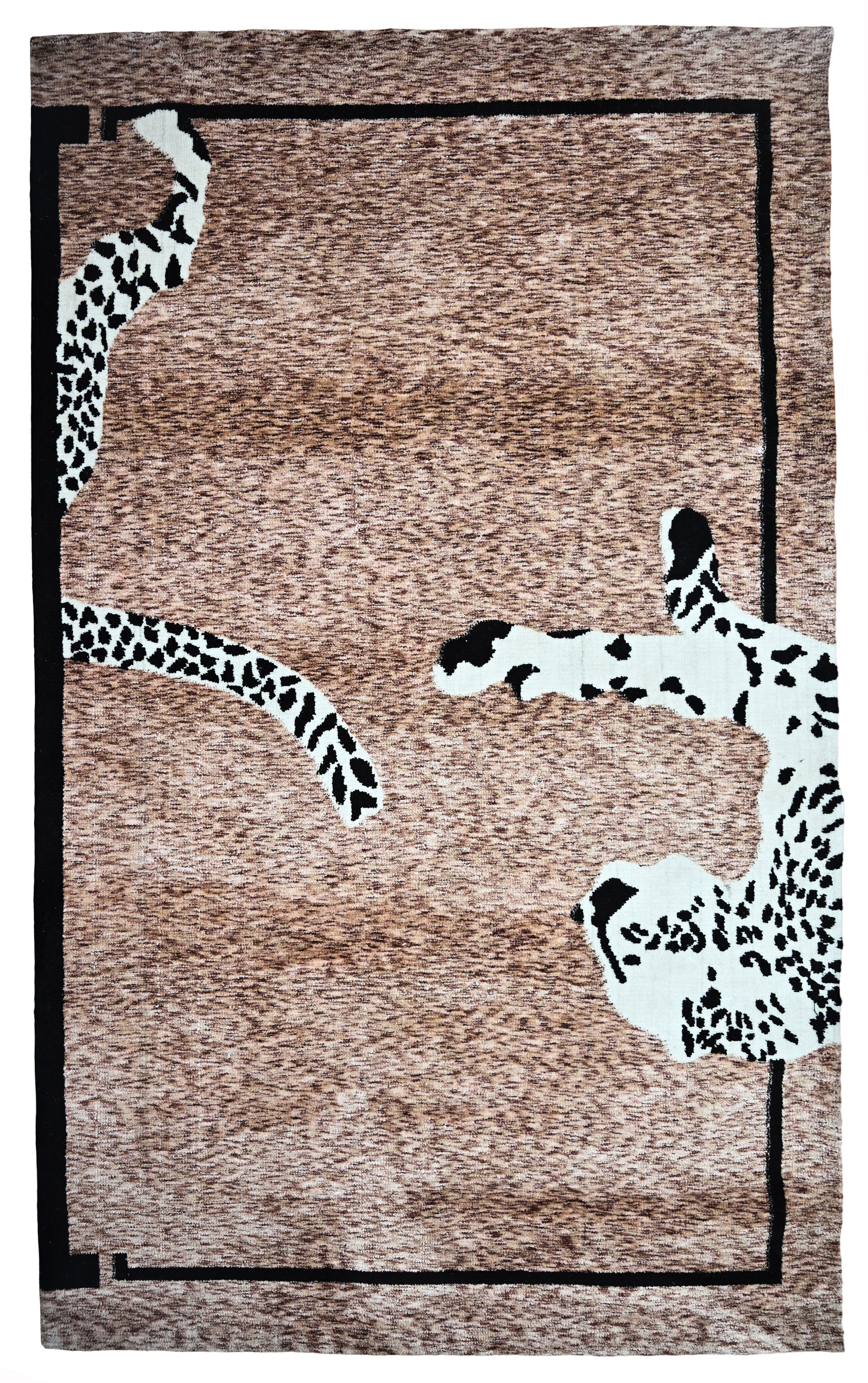 Modern Leopard Abstract Designer Rug in Brown & Black