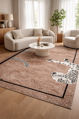 Modern Leopard Abstract Designer Rug in Brown & Black