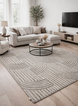 Arc Weave Textured Geometric Designer Rug