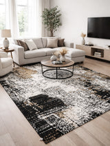 Midnight Earth Abstract Textured Designer Rug