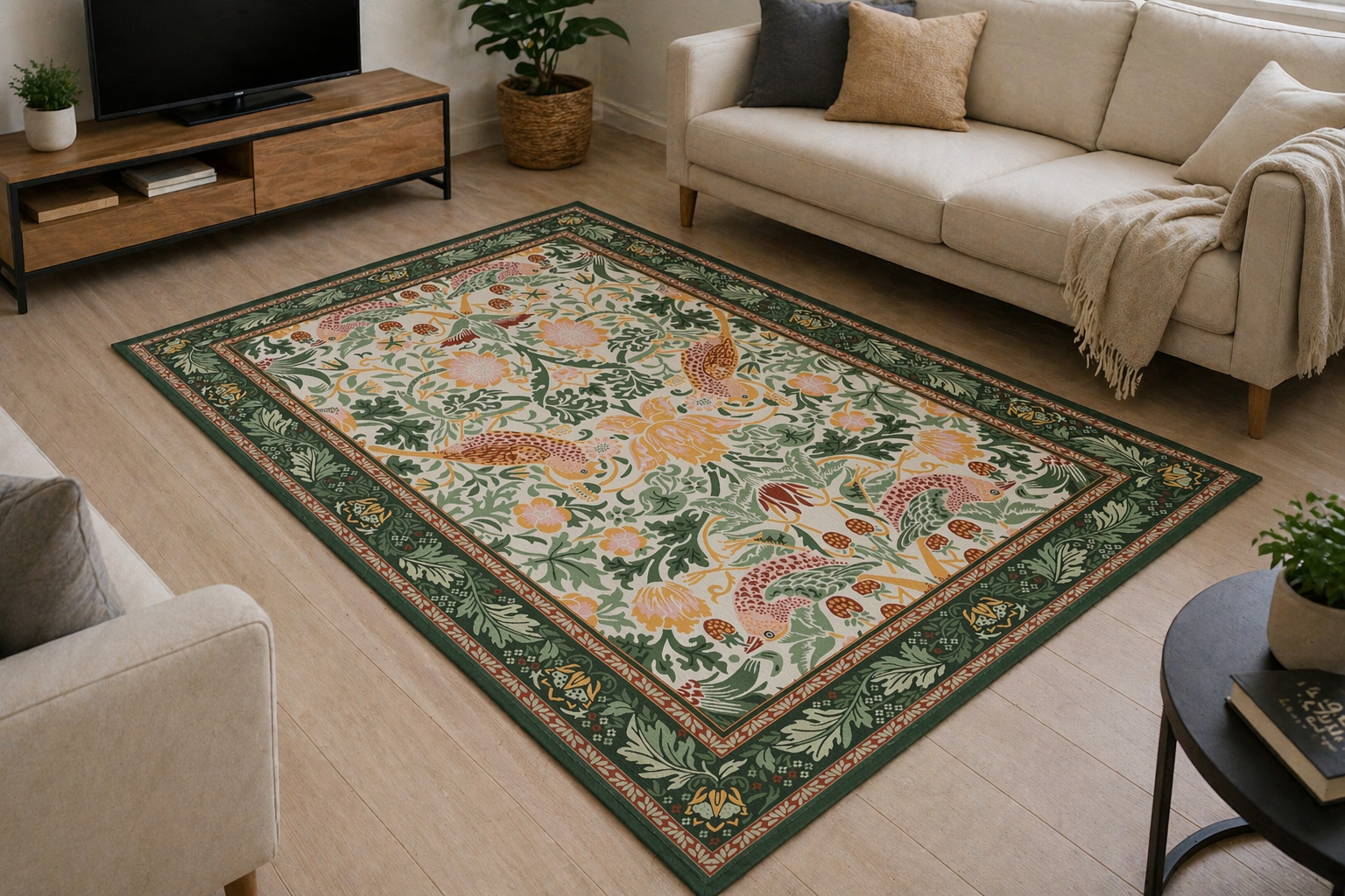 Garden Birds Printed Rug