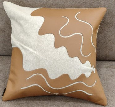 Abstract Flow Faux Fur Cushion CamelTan