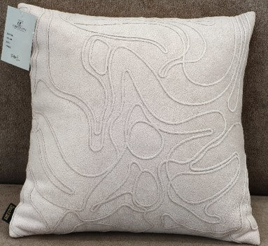 Abstract Embroidered Texture Cushion Ivory