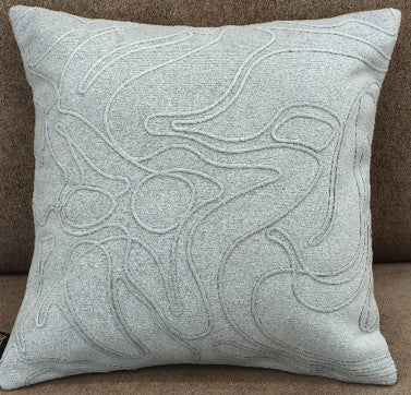 Abstract Embroidered Texture Cushion -Grey