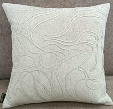 Abstract Embroidered Texture Cushion Cream Beige