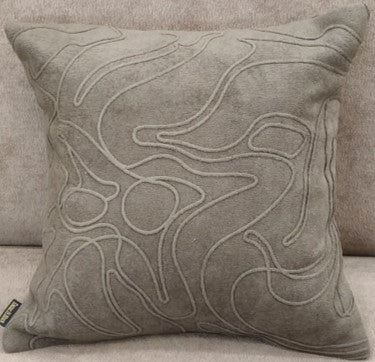 Abstract Embroidered Texture Cushion Green