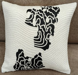 Abstract Wave Pattern Faux Fur Cushion Black