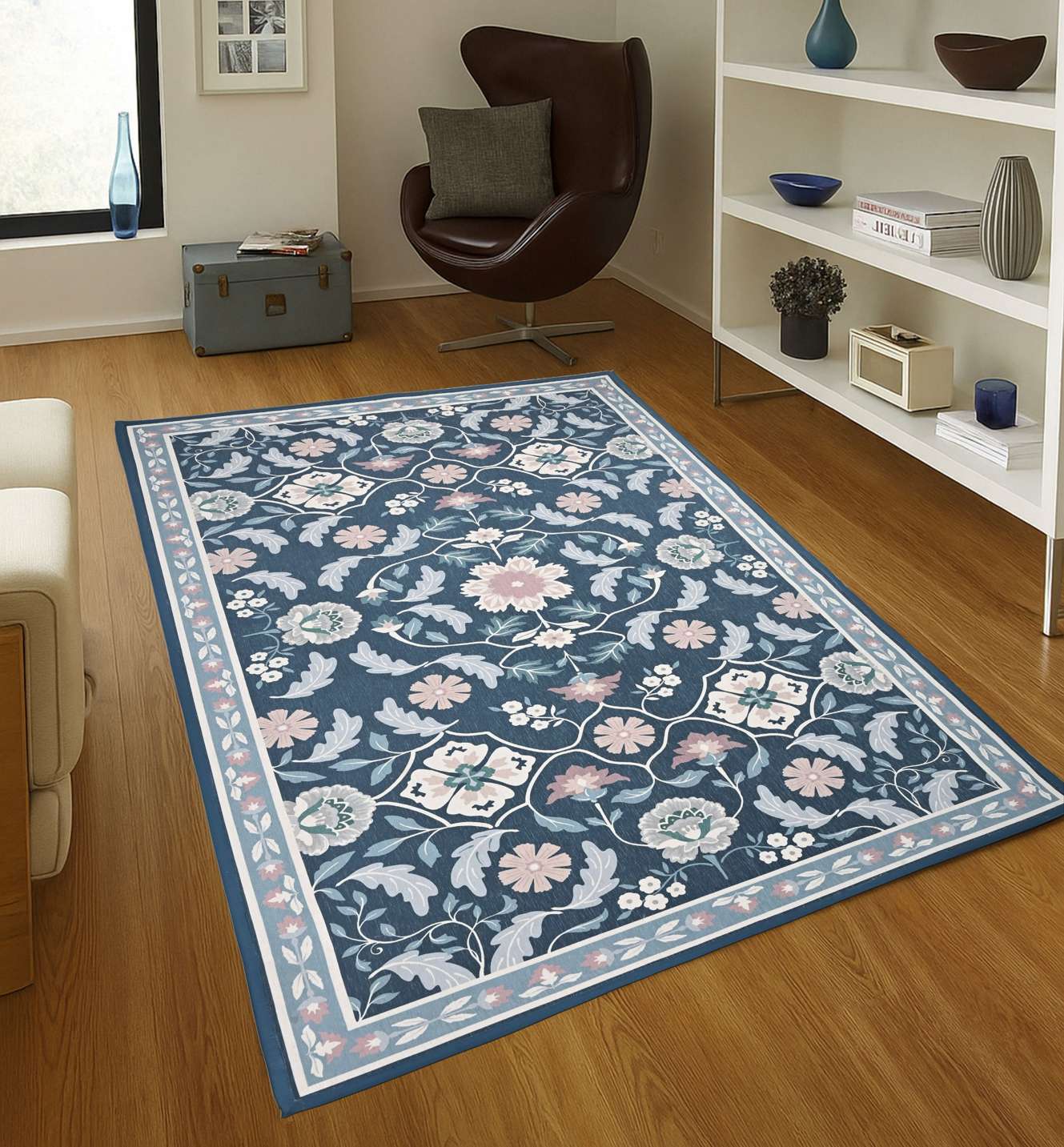 Vintage Floral Printed Rug